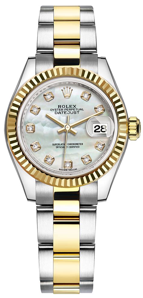 rolex lady-datejust 28mm oystersteel and yellow gold|Rolex 28mm ladies Datejust watch.